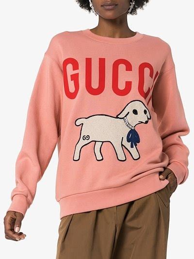 gucci red lace sweater|Gucci lamb print sweater.